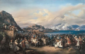 ピーター・フォン・ヘス Painting - ギリシャのオトン王のナフプリアへの参戦 ペーター・フォン・ヘスの歴史的戦争